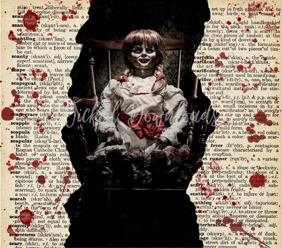 Annabelle Creations Horror Bookpage, 20oz Skinny Tumbler Wrap.