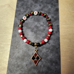 Card/Poker Game Player Stretch Beaded Bracelet   Gambler Lucky Charm