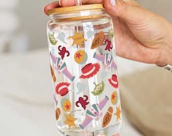 Sipperglas, 16 oz - Toy Story Buzz and Woody Disney, leuke kinderbeker, drinkgerei met filmthema, cadeau voor Disney-fans, verzamelartikelen