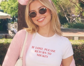 If Lost Please Return To Mickey Baby Tee T-Shirt | Disney Minimal Tee | Cool-girl park tee
