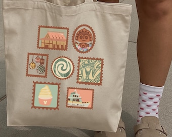 Polynesian Resort Vintage Postage Stamp Icons Tote Bag | Travel, Beach, Nature