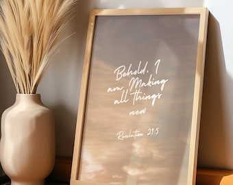 Christian Bible Verse Revelation 21:7 Neutral Digital Art Print, Wall Art Decor, Religious Gift, Scripture Artwork, Inspirational Home Decor