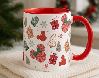 Mug, Disney Mickey Minnie Mouse Classic Christmas Holiday Coffee Cup, Gift for Disney Fans, Festive Hot Cocoa Mug, Disney Lover Collectible,