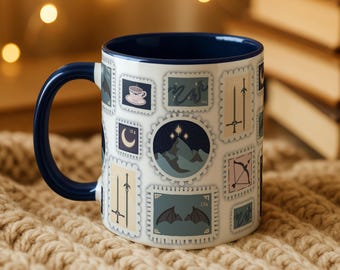 Tazza, Tazza da caffè con timbro Night Court, Regalo ACOMAF, Rhysand, Feyre Archeron, Merchandising libresco, Alta Dama, Ali illiriche, Cucina libresca