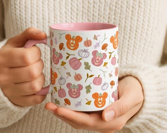 Cute Girly Mickey Minnie Fall Halloween Mug | 11oz 15oz