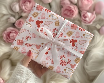 Girly Mickey Christmas Cookies Wrapping Papers | Holiday Pattern Roll