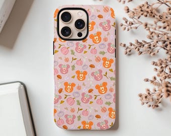 Girly Fall Halloween Mickey Minnie Phone Case | Cute Disney Pumpkin Design