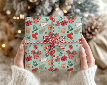 Mickey Christmas Cookies Wrapping Papers | Holiday Pattern Roll