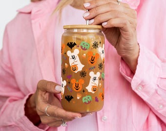 Spooky Nostalgic Mickey Pumpkin Halloween Sipper Glass