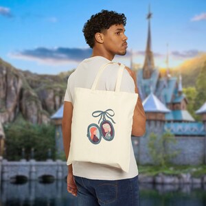 Anna Elsa Sister Frozen Locket Tote Bag | Disney Princess Inspired Canvas image 8