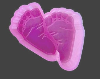 Baby Feet Silicone Mold: Soap, Resin, Wax, Clay Crafting, Nursery Decor  (3x3x1" deep)