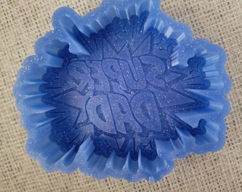 SUPER DAD Mold for Freshies, Soap Mold, Wax Mold, Craft Mold, Dad, Father, Clay Mold, For Him, Oven Safe Silicone, aprx 4&quot;x4.75&quot;x1&quot; deep