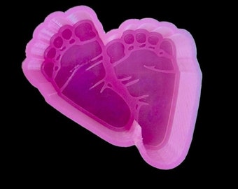 Baby Feet Mold for Freshies, Small Soap Wax Making, Baby Shower, Epoxy Resin Art, Oven Safe Silicone, Clay Sculpting, aprx 3"×3"×1" deep