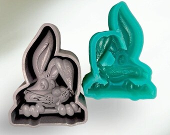 Crazy Rabbit Mold for Freshie Mold for Soap Making, Wax, Oven Safe Silicone Mold, Resin Art, Clay, Concrete Craft, aprx 3.25"×4"×1" deep