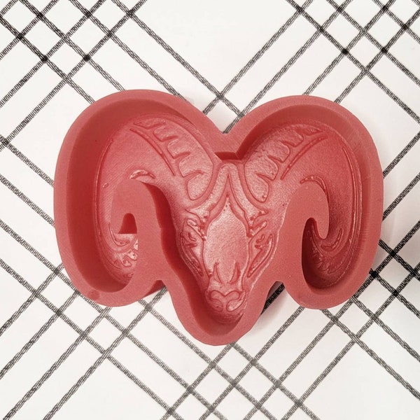 RAM HEAD Mold for Freshies, Soap Making, Wax Candle Crafting, Emblem, Mascot, Clay Sculpt, Resin Art, Oven Safe Silicone, aprx 3"×4"×1" deep