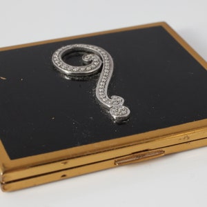 Elgin American Vintage Enameled Compact - Question Mark - Marcasite - Retro Vanity -. Query Mark - Gifts for Her - Gifts for Valentines Day