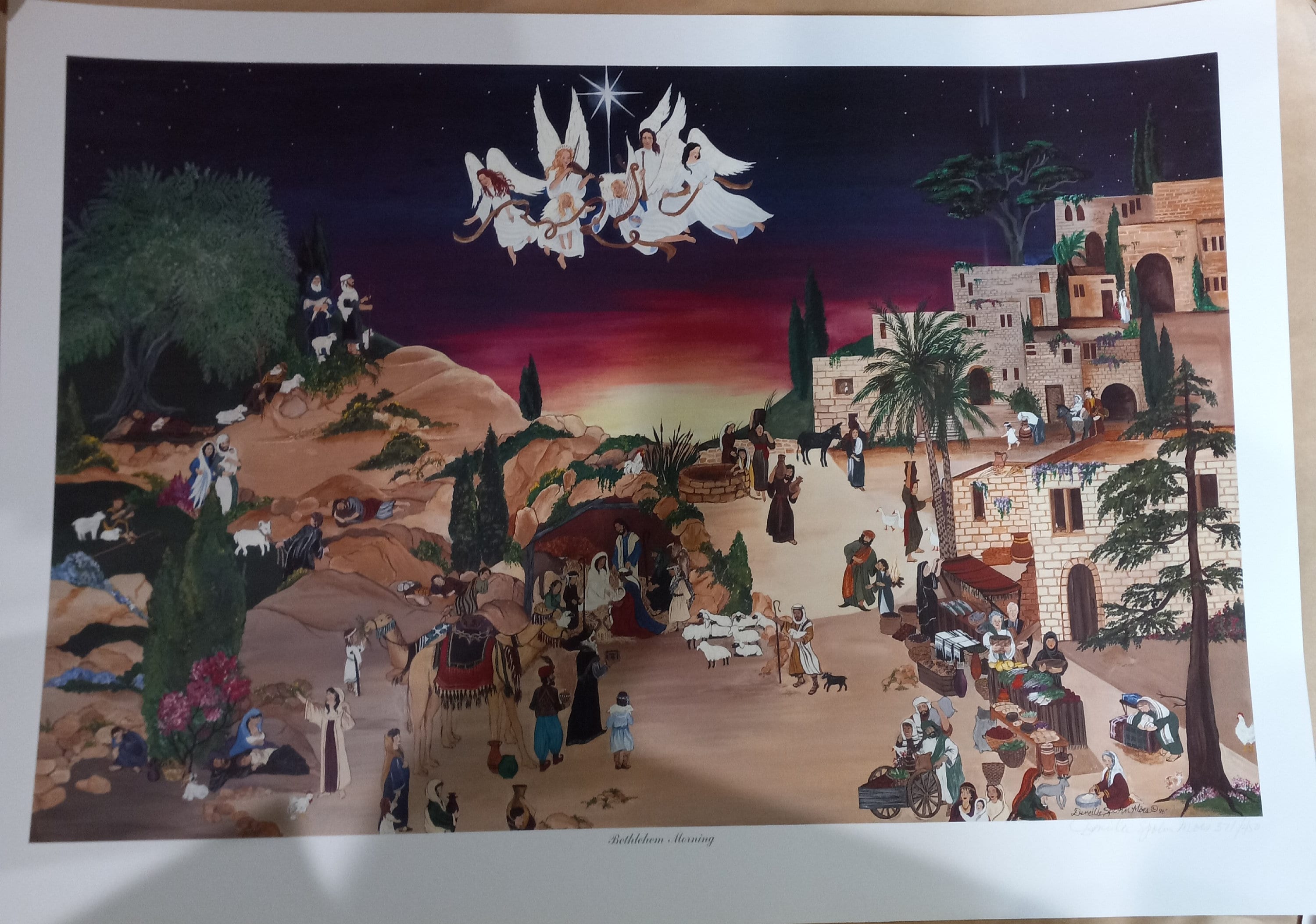 Bethlehem Morning Deneille Spohn Moes hand signed autograph limited edition numbered lithograph out of 450. Letter of Authenticity