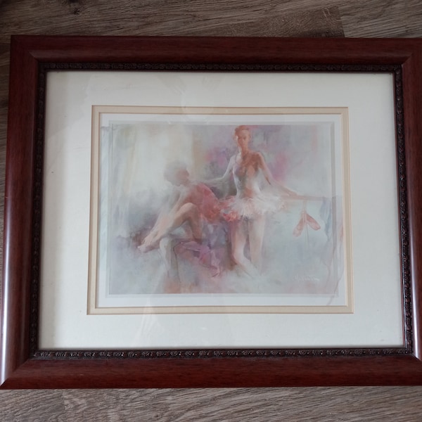 Impression d'art Ballarines par Willem Haenraets Danseurs de ballet encadré et emmêlé 16 x 13" Cette belle impression d'art de l'artiste renommé Willem Haenraets