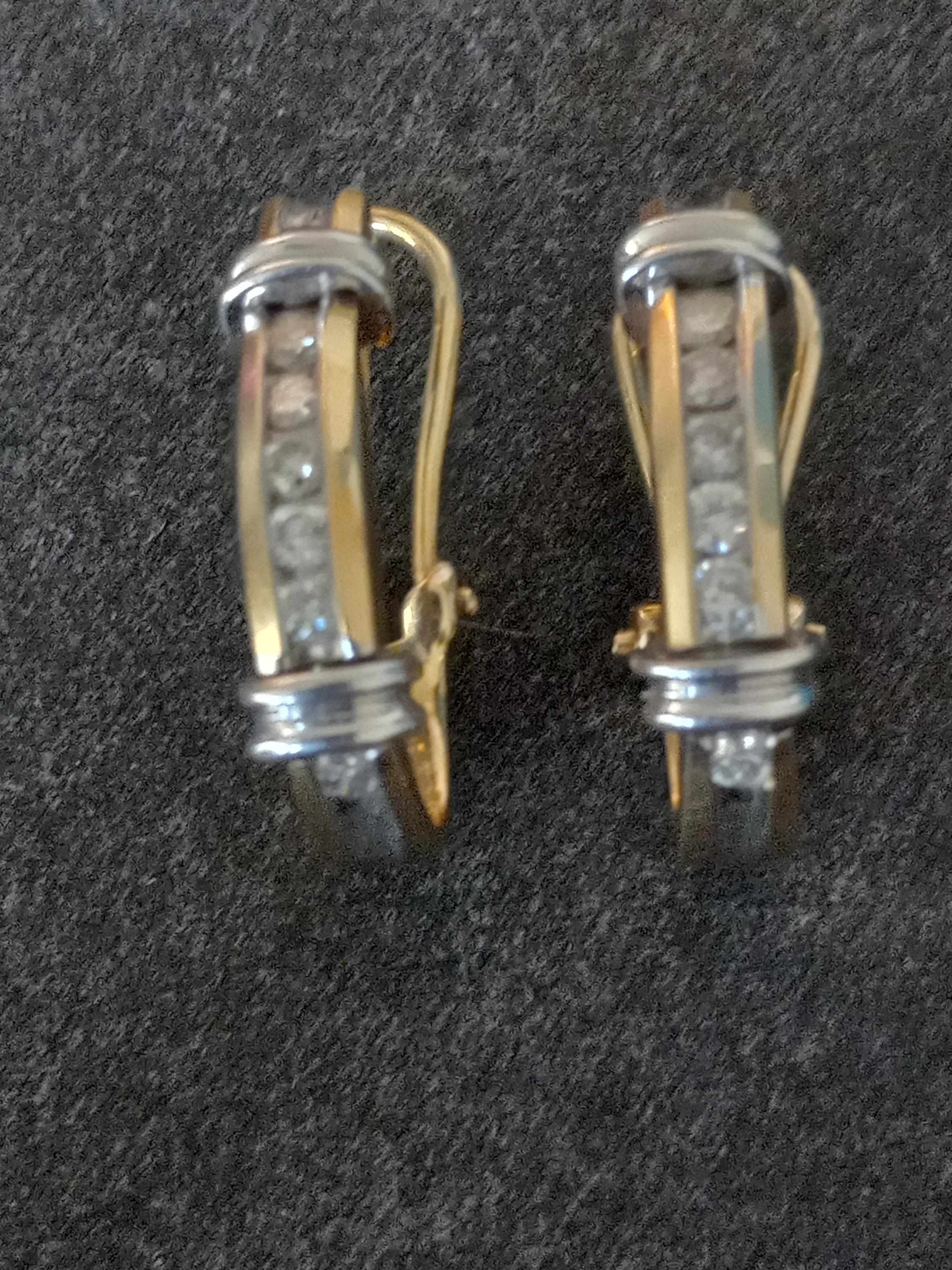 14K Yellow Gold 14 Diamonds Vintage Hoop Earring's 6.21 Grams CBI CRT Stamped. Please see pictures. At one angle it looks like stamp says CB