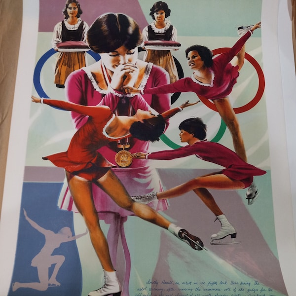 Rare Dorothy Hamill William Nelson hand signed autograph printers proof limited edition lithograph Olympic gold medal ice skating vintage