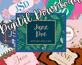 Cubiertas de cartas de Mahjong DIGITALES: diseño personalizado (impresión en casa): ¡más de 50 opciones de diseño!