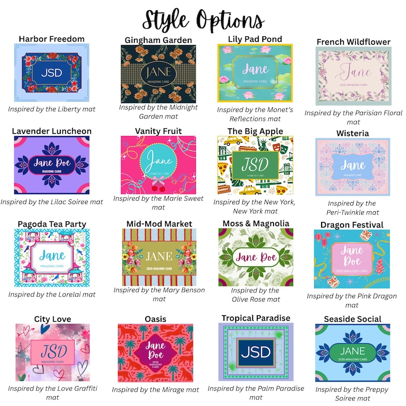 Pegatinas personalizadas para tarjetas de Mahjong: Monograma con nombre personalizado - ¡Más de 80 opciones de estilo! imagen 5