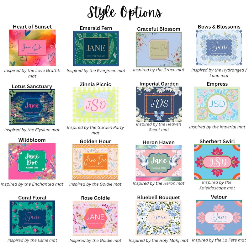 Pegatinas personalizadas para tarjetas de Mahjong: Monograma con nombre personalizado - ¡Más de 80 opciones de estilo! imagen 4