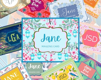 Pegatinas personalizadas para tarjetas de Mahjong: Monograma con nombre personalizado - ¡Más de 80 estilos!