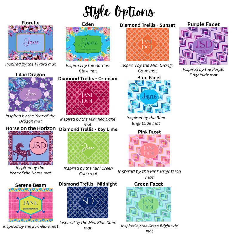 Pegatinas personalizadas para tarjetas de Mahjong: Monograma con nombre personalizado - ¡Más de 80 opciones de estilo! imagen 7