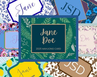 Pegatina de carta de Mahjong personalizada: monograma de nombre personalizado: ¡más de 50 opciones de estilo!