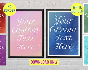 Custom Quote Personalised Wall Art | Printable Bespoke Custom Quote Text Design | Blue, Pink, Red, Purple Downloadble Art Work | A3, A4, A5