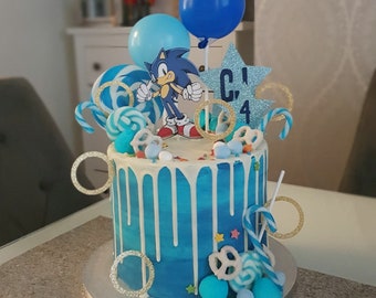 Sonic themed personalised cake topper set
