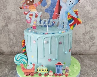 Night garden themed personalised cake topper set