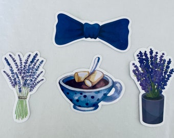 Cute Lavender Purple potted Plants Sticker Set-Gift-Floral, Scrapbooking- Bouquet-candle- cookie-collecting.