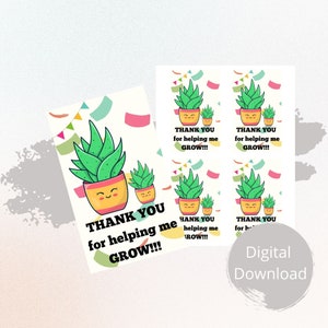 IMPRIMABLE m’aidant à grandir tag, Instant Download, Cute gift tag, teacher gift, teacher thank you, party thank you, class of 2022