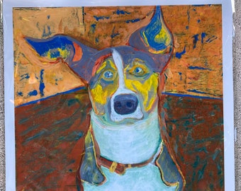 Gliclee Art Print 11"x14" of original acrylic painting. Dog Portrait on quality backer-board. In plastic sleeve "Finn"
