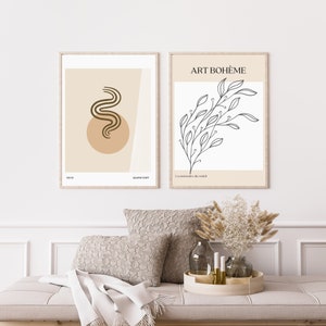 Set of Two Abstract Neutral Prints Modern Printable Wall Art 2 Piece Wall Art Minimalist Digital Print Neutral Wall Art Beige