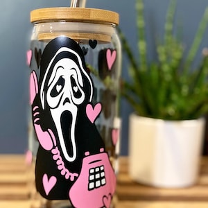 Scream themed beer can glass