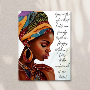 Feliz Día de la Madre, Tarjeta del Día de la Madre, Tarjeta de Felicitación Afroamericana, Tarjeta de Felicitación Negra, Tarjetas Navideñas, Descarga Digital, Png, Pdf