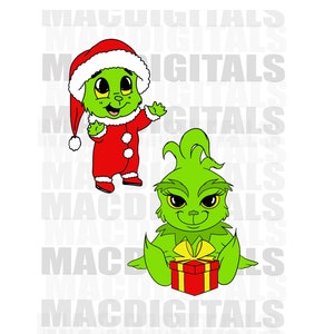 Baby Green Monster, Cute Christmas Clipart, Christmas Clipart, Holiday Clipart, Funny Christmas, Digital Download, Png ONLY
