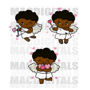 Cupid, Valentine&#39;s Day, Black Cupid, Cupid Arrows, Cute Angel, Valentine&#39;s Day Clipart, Instant Download, Digital Download, Png ONLY