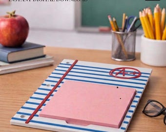 Notebook Paper Notepad Holder STL | 3D Print File | Teacher Gift | Sticky Note Holder | Instant Download | Back to School Decor