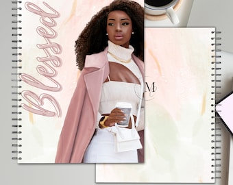 Gesegnet, Planer Cover, Journal Cover, Notebook Cover, Afroamerikanische Frau Notebook, digitaler Download, Sofort Download