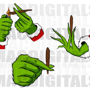 Monster Hand, Urlaub Cannabis, Weihnachten Weed Joint, Bundle, Weihnachtscliparts, digitaler Download, Sublimation, DTF, NUR Png