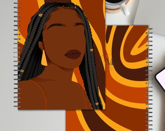 Melanated, Portada del planificador, Portada del diario, Portada del cuaderno, Cuaderno de mujer afroamericana, Arte de la pared, Descarga digital, Descarga instantánea