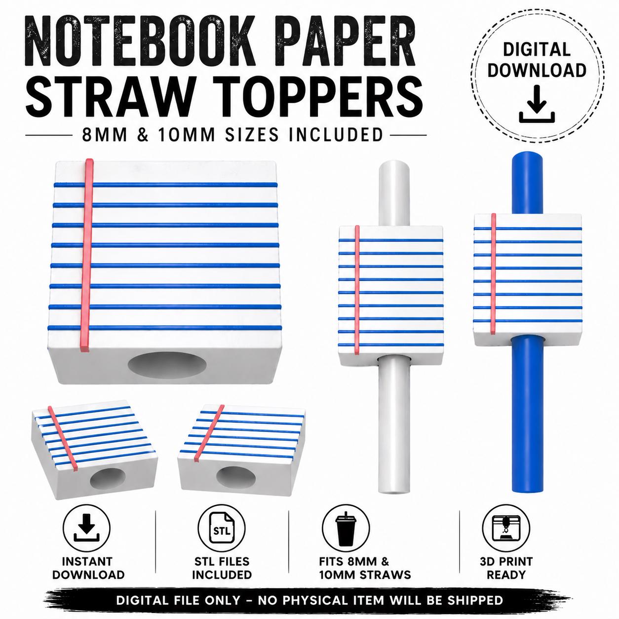 Paper Straw Topper Tutorial Notebook Paper Straw Topper STL | 8mm & 10mm Straw Sizes | 3D Print ...
