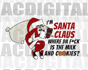 Christmas Santa, Santa Shirt, Hood Santa, Funny Santa, African American Santa, Santa Claus Clipart, Xmas Image, Holiday Png, Png ONLY