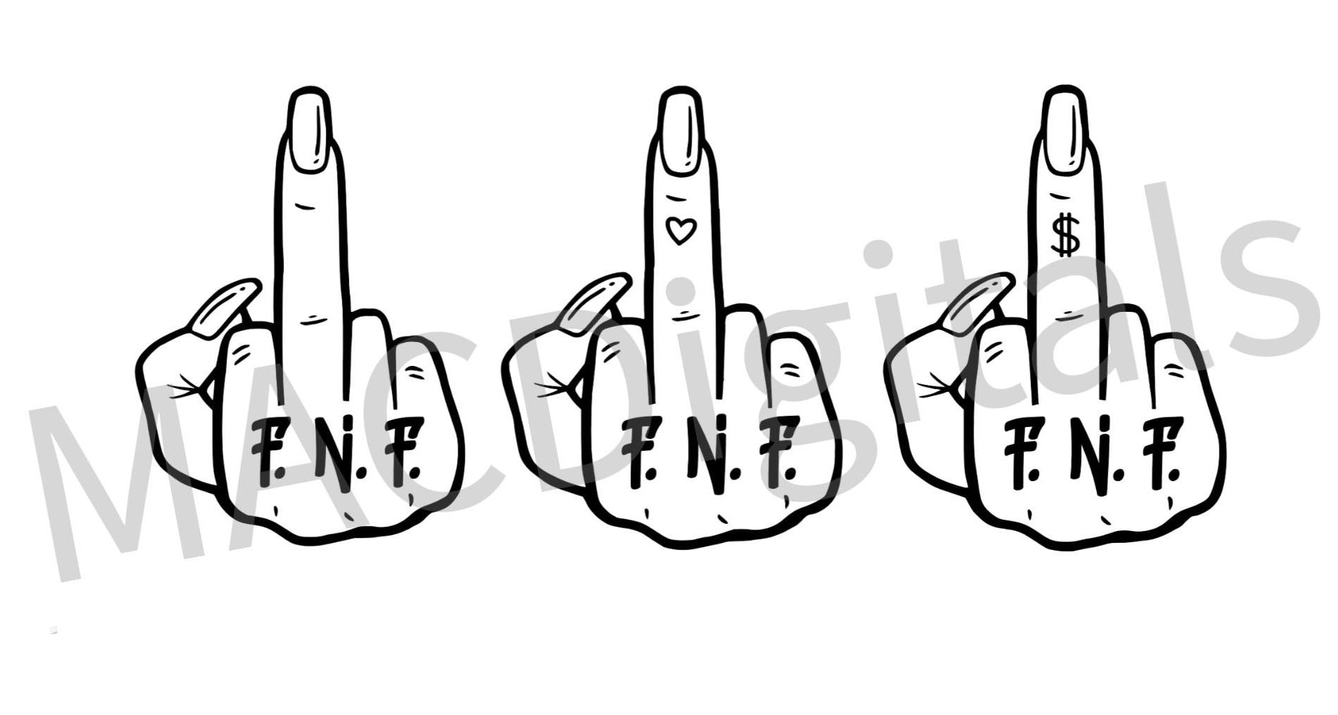 F. N. F.SVG FNF Middle Finger SVG Cut File, Bundle, descarga digital