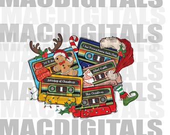 Christmas Music Cassette Tapes, Christmas Songs, R&B Christmas Songs, Retro Music, Christmas Cassette Tapes Png, Christmas PNG, Holiday Png