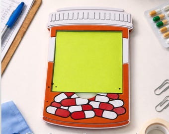 RX Bottle Notepad Holder STL | Prescription Bottle Sticky Note Holder | Nurse Desk Decor | Medical Notepad | 3D Print File | Nurse Gift
